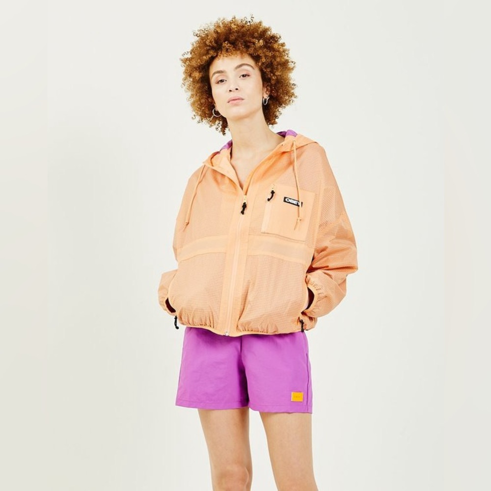 Obey XS women’s orange riverbed windbreaker